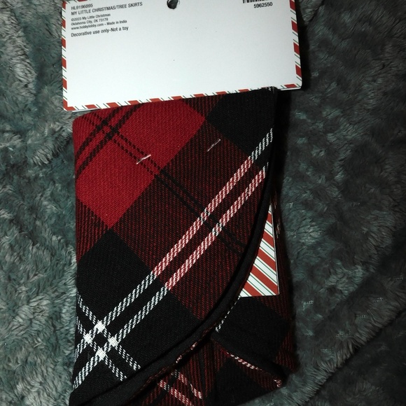My Little Christmas Red, Black & White Plaid 12" Round Mini Tree Skirt - Picture 4 of 4